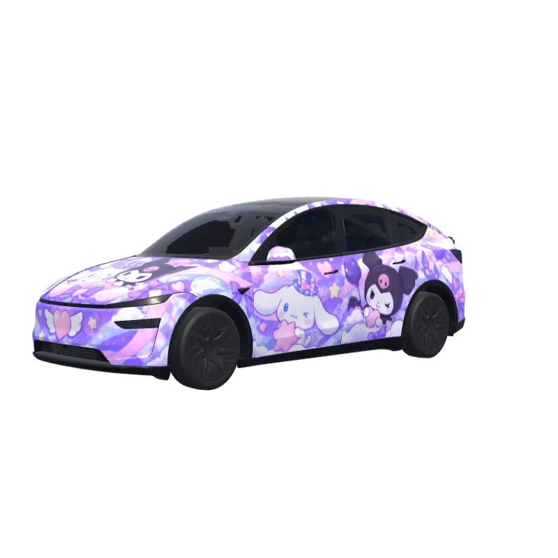 Cinnamoroll & Kuromi Purple · Model Y L wrap in 3D
