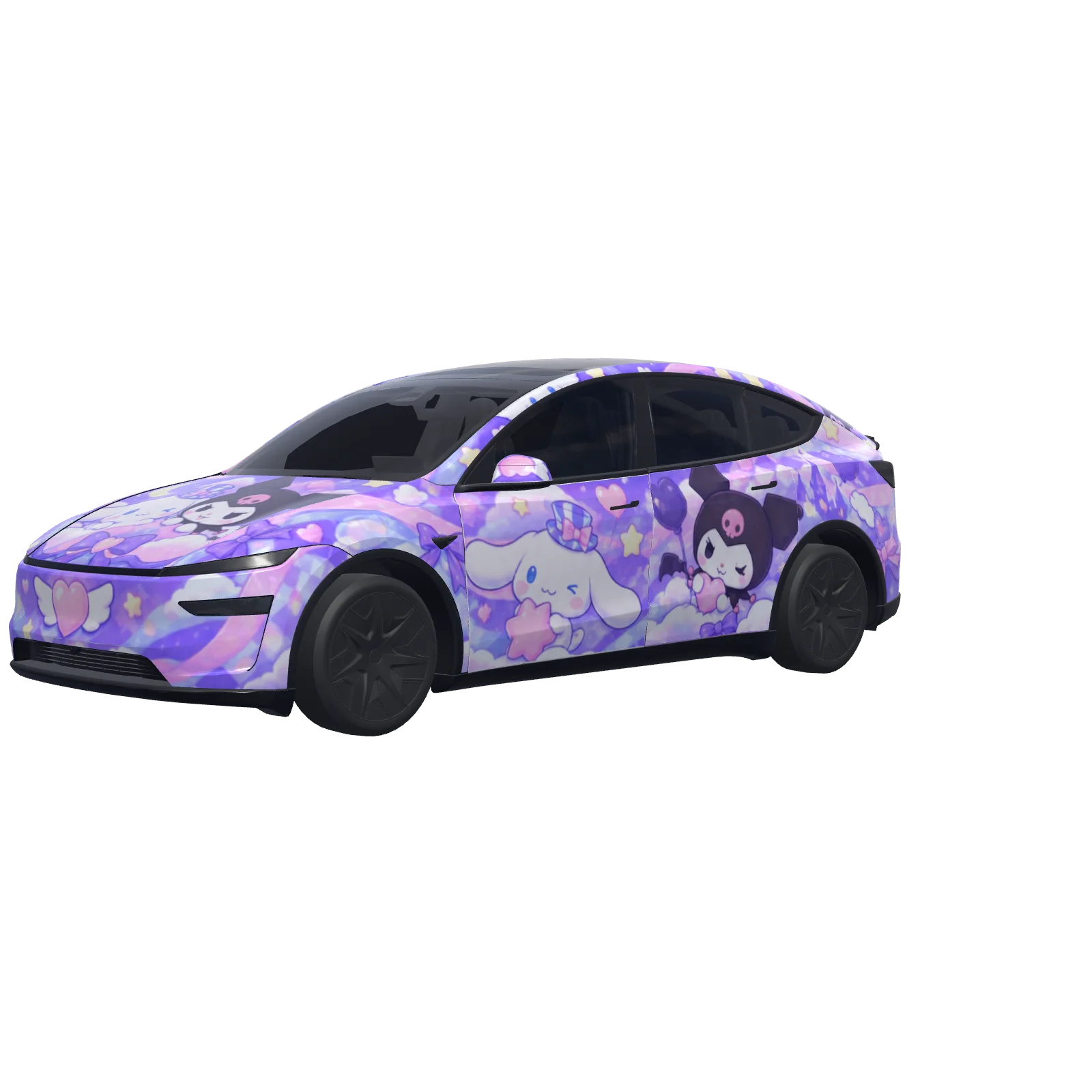 Cinnamoroll & Kuromi Purple · Model Y L wrap in 3D