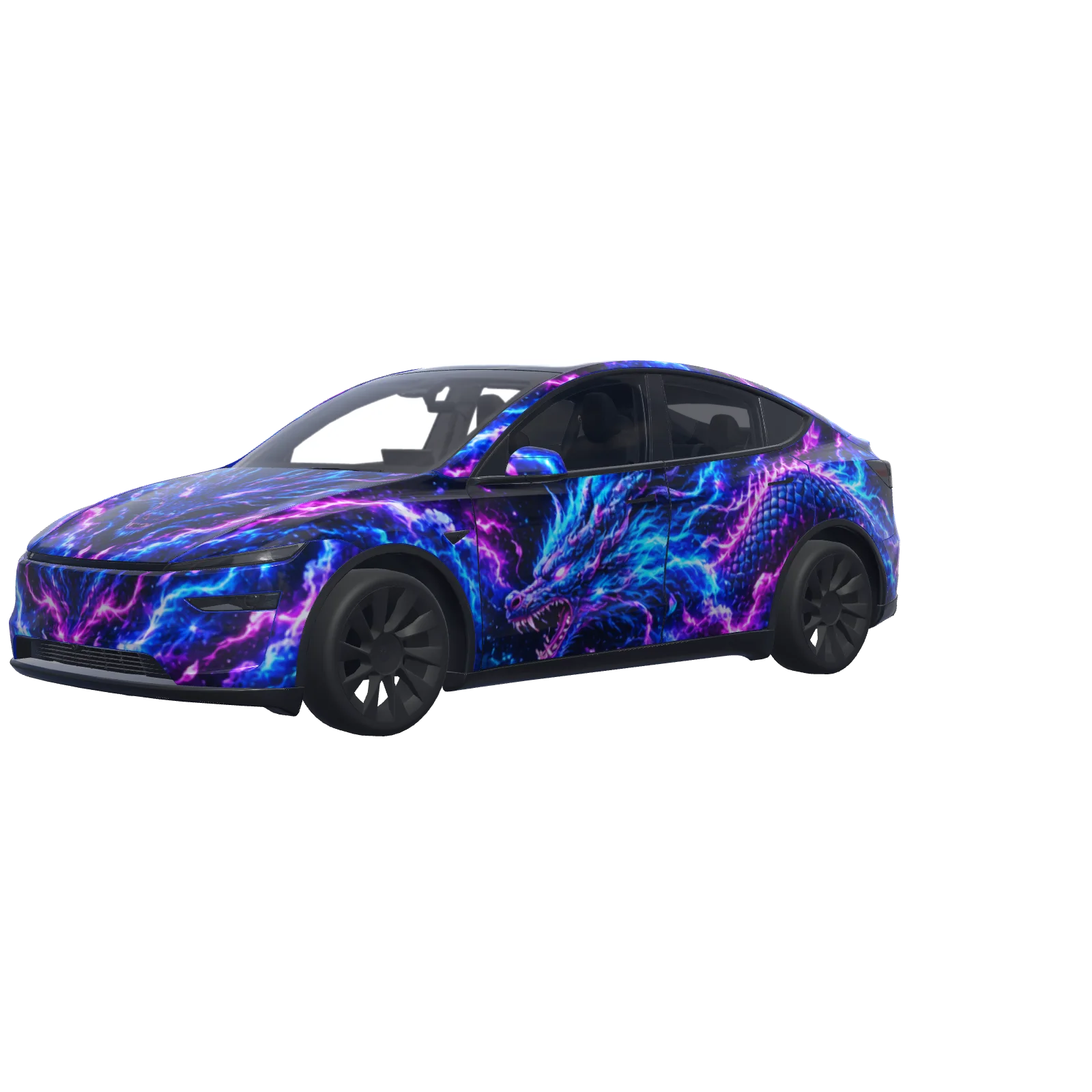 Neon Lightning Dragon · Model Y (2025+) Premium-wrap in 3D