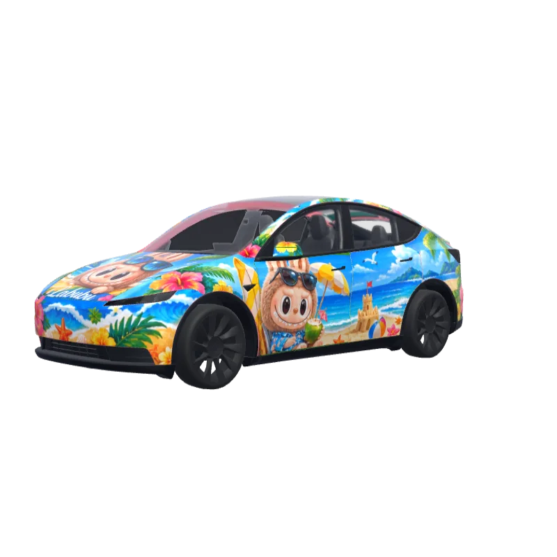 Labubu on the Beach · Model Y (2025+) Standard wrap in 3D