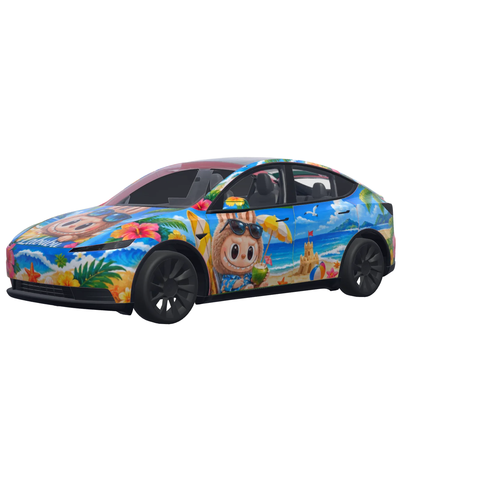 Labubu on the Beach · wrap Model Y (2025+) Standard en 3D