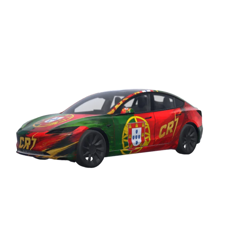 Portugal Flag & CR7 · Model 3 (2024+) Standard & Premium wrap in 3D