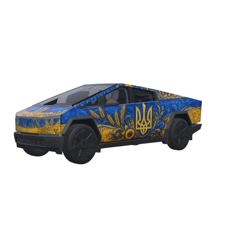 Ukrainian Trident Flag · Cybertruck wrap in 3D