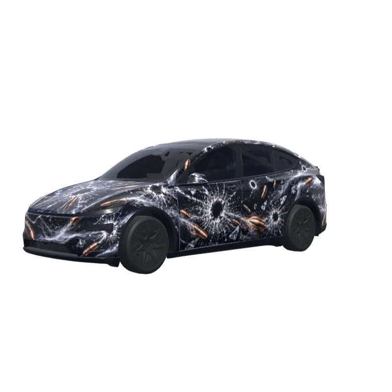 Bullet Impact Cracks · Model Y L wrap in 3D