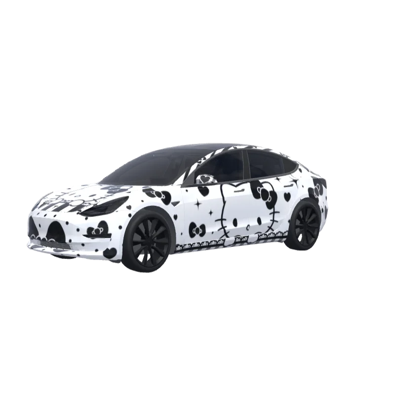 Black & White Hello Kitty · Model 3 wrap in 3D