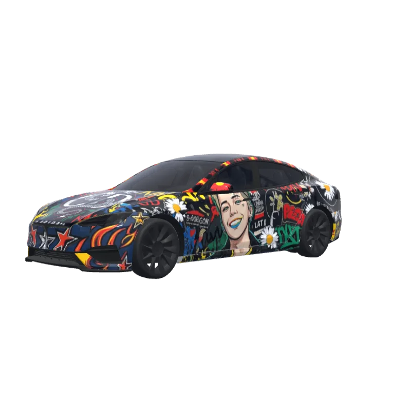 G-Dragon Pop Art Stickers · Model S 2025+ Plaid wrap in 3D