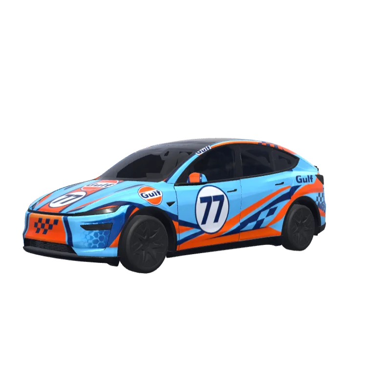 Gulf Racing Number 77 · Model Y L wrap in 3D