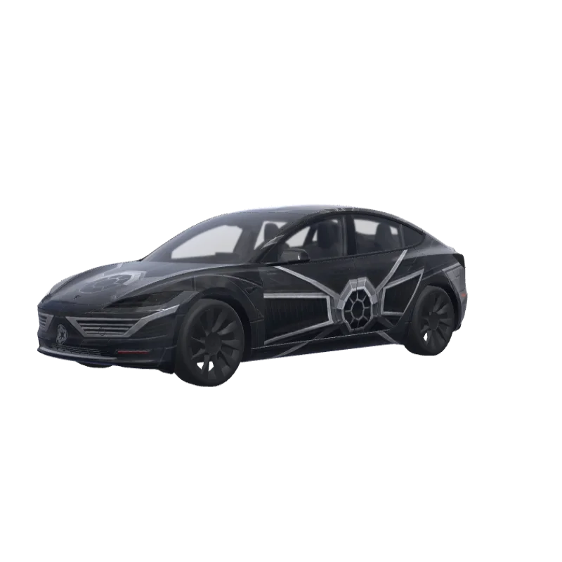Darth Vader TIE Interceptor · Model 3 (2024+) Standard & Premium wrap in 3D
