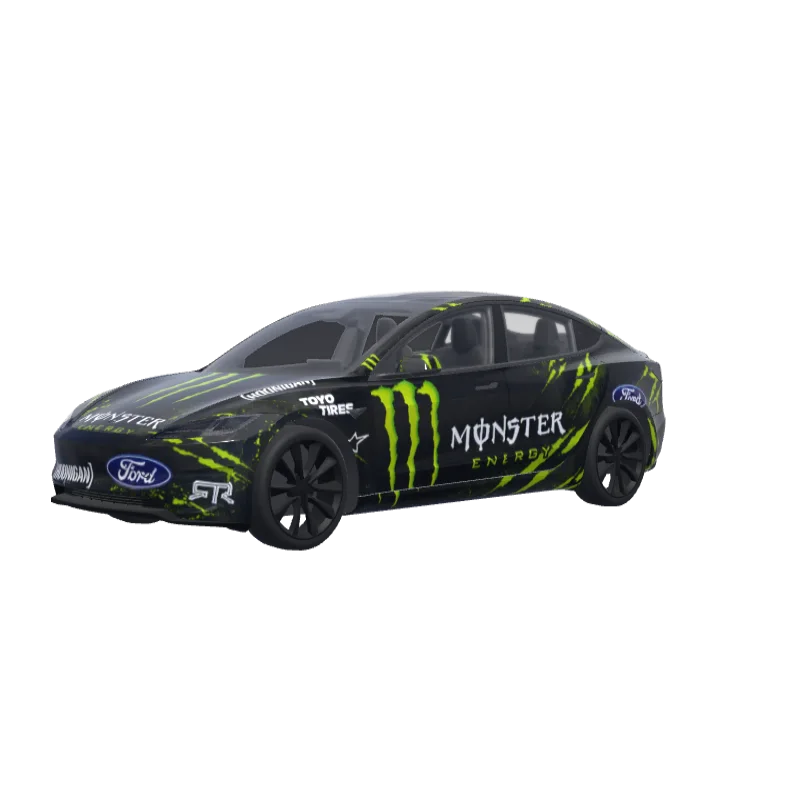 Matte Black Monster Energy · Model 3 (2024+) Performance wrap in 3D