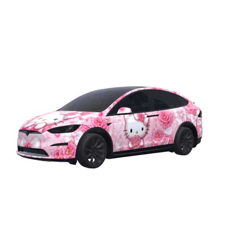 Pale Pink Hello Kitty · Model X 2021+ wrap in 3D