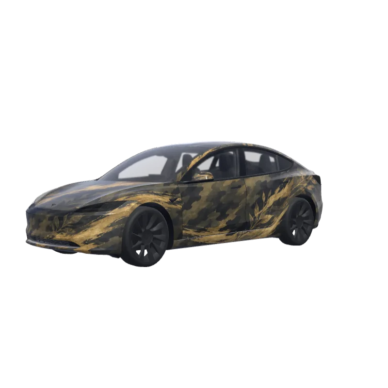 Corsican Maquis Satin Camo · Model 3 (2024+) Standard & Premium wrap in 3D