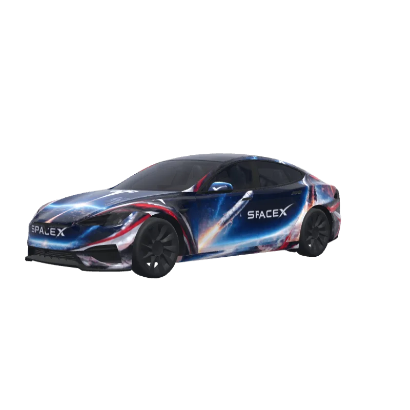 Tesla × SpaceX · Model S 2025+ Plaid wrap in 3D