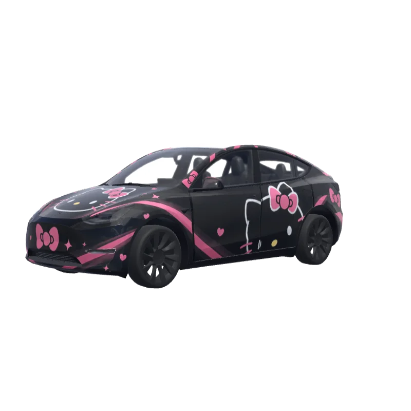 Hello Kitty on Black · Model Y wrap in 3D