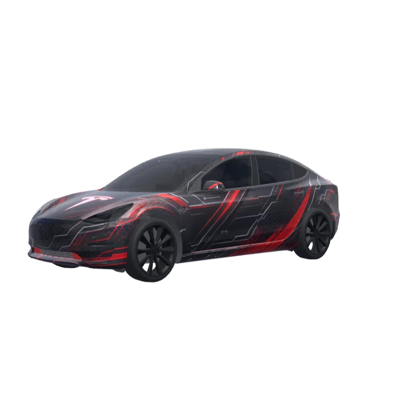 Red Tech Lines with Tesla Logo 3D preview