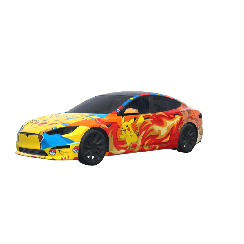Vulpix, Lapras, Eevee & Pikachu · Model S 2021+ wrap in 3D