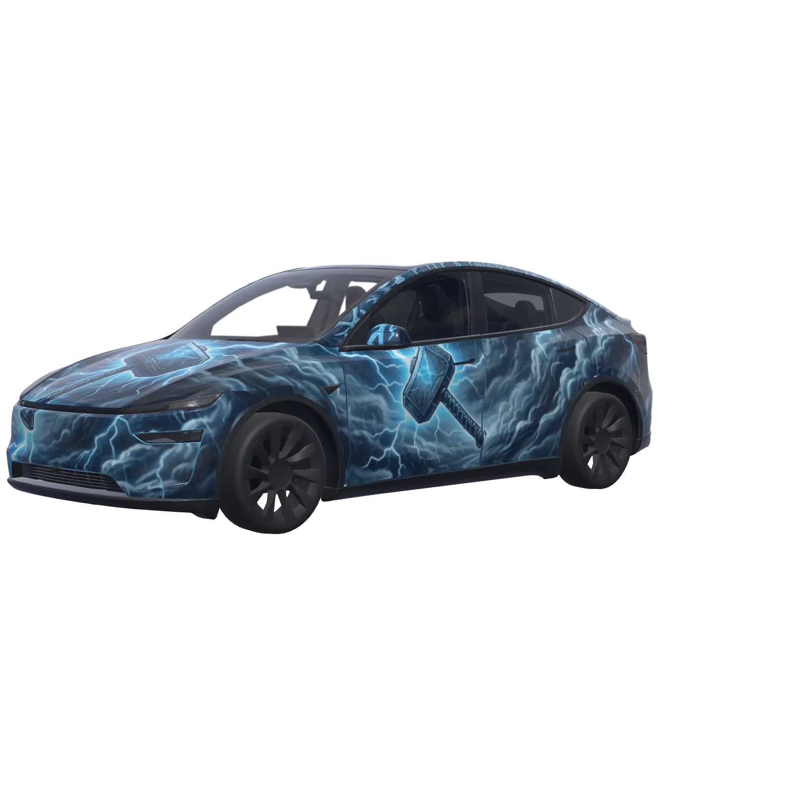 Thor's Mjölnir & Lightning · Model Y (2025+) Premium-wrap in 3D