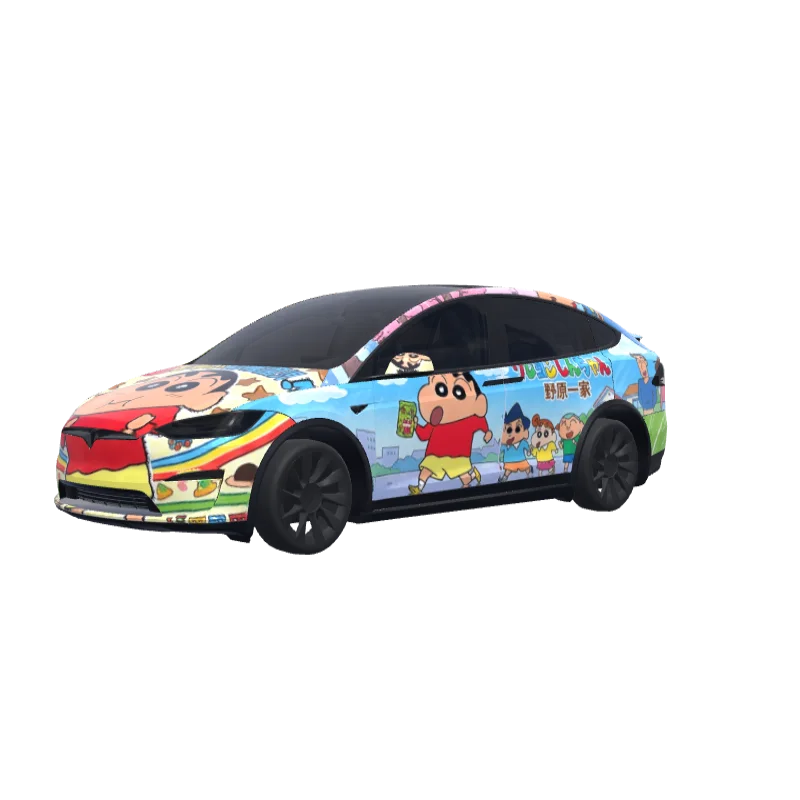 Crayon Shin-chan Cartoon Style · Model X 2021+ wrap in 3D
