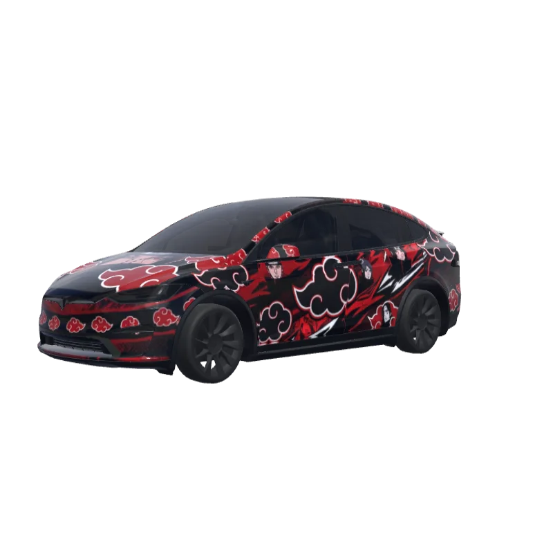 Akatsuki Clouds on Black · Model X 2021+ wrap in 3D