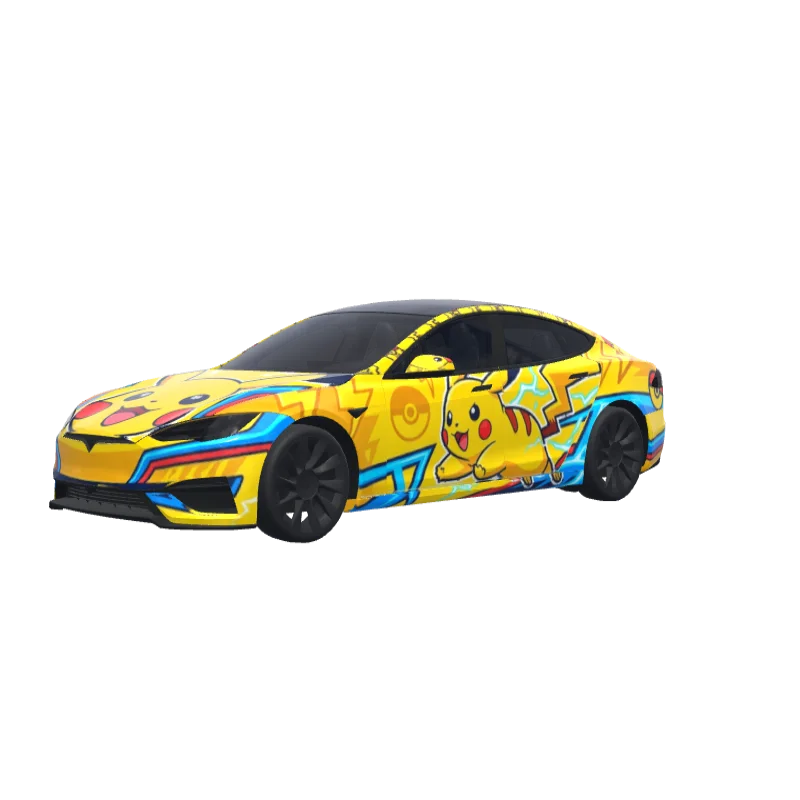 Big Pikachu Head · Model S 2025+ Plaid wrap in 3D
