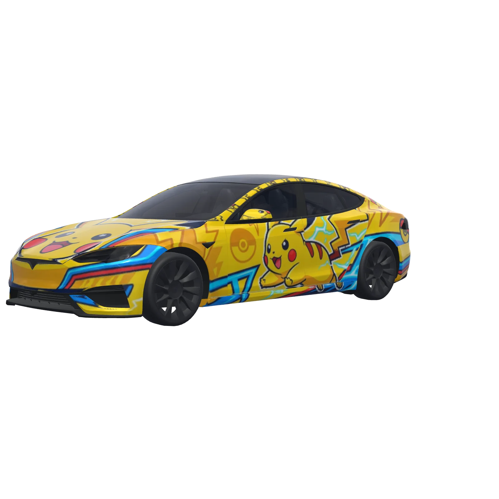Big Pikachu Head · Model S 2025+ Plaid 랩 3D 미리보기