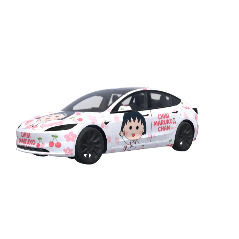Chibi Maruko-chan Blossoms · Model 3 (2024+) Standard & Premium wrap in 3D