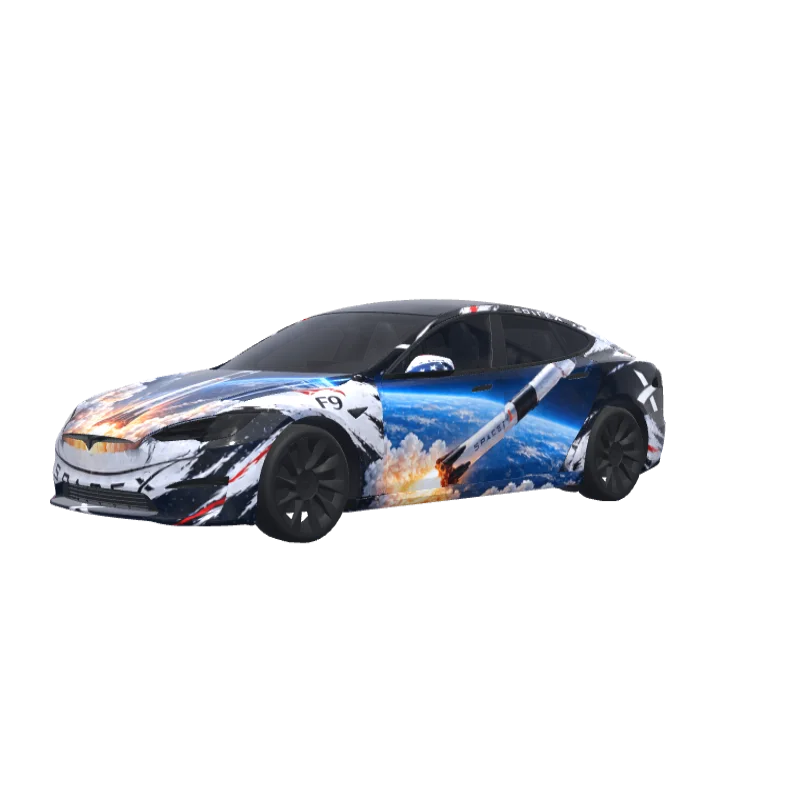 SpaceX Falcon 9 · Model S 2021+ wrap in 3D