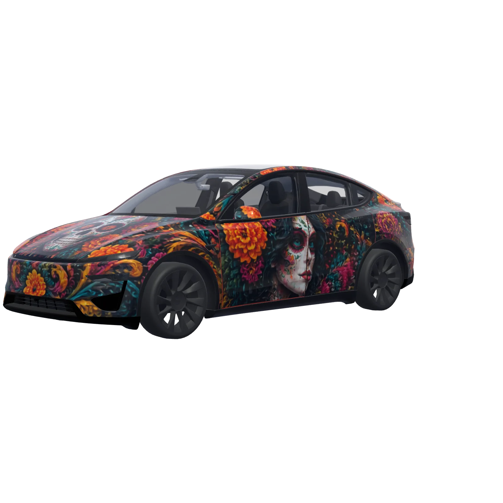 Day of the Dead Sugar Skulls · Model Y (2025+) Performance wrap in 3D