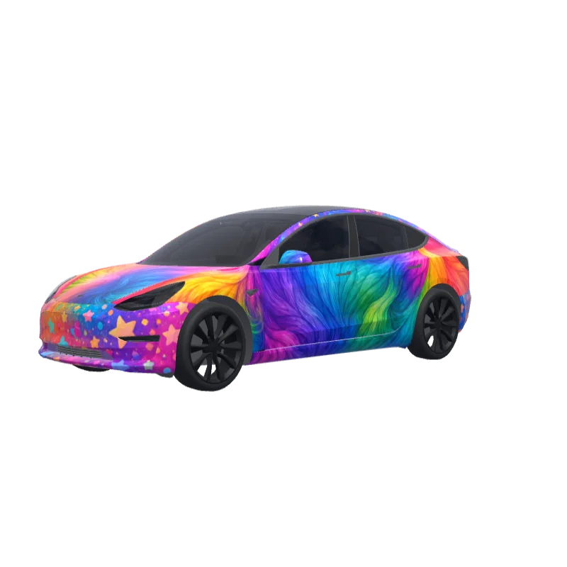 Rainbow Wig Colors · Model 3 wrap in 3D