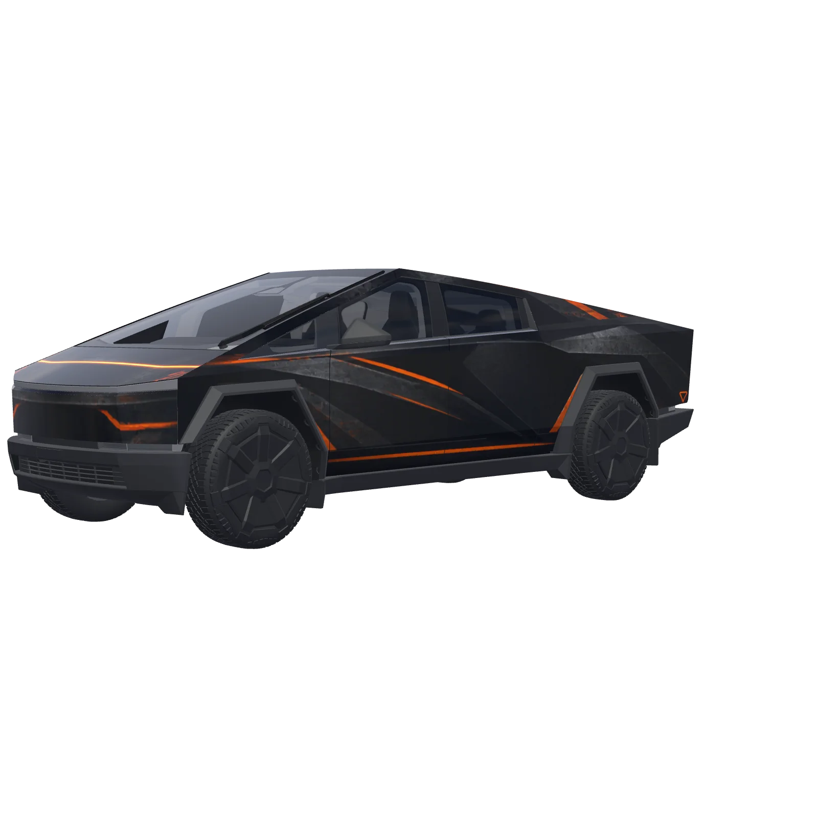 Satin Black with Safety Orange · Cybertruck wrap in 3D