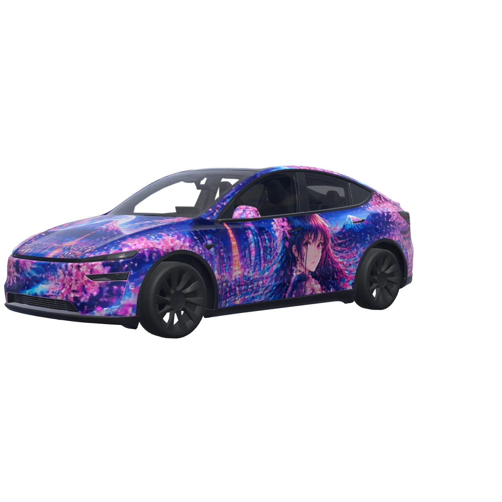 Anime Cherry Blossoms and Neon City Nights 3D preview