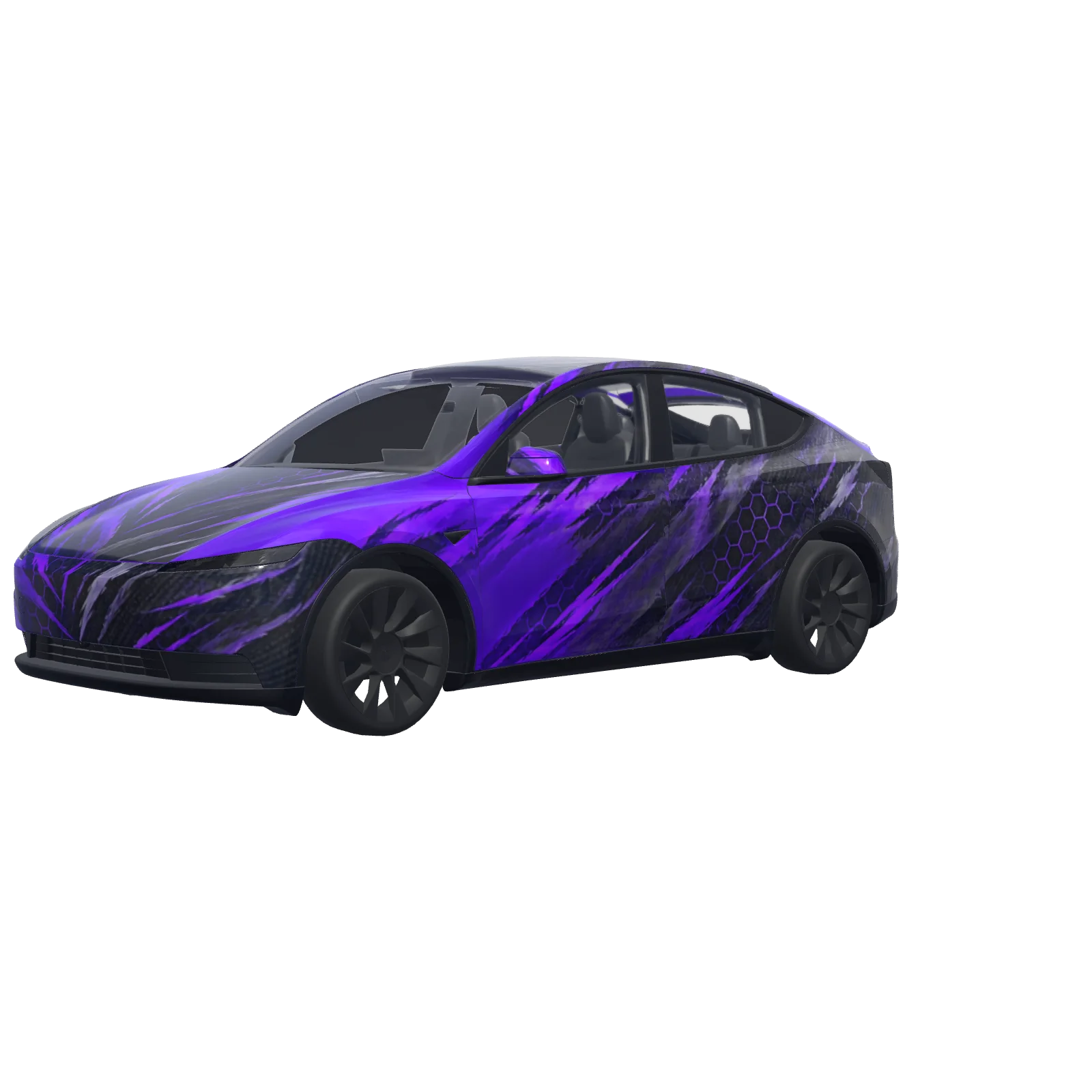 Matte Purple to Dark Carbon Fade · wrap Model Y (2025+) Standard en 3D