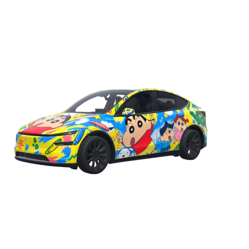 Crayon Shin-chan on the Doors · Model Y (2025+) Premium wrap in 3D