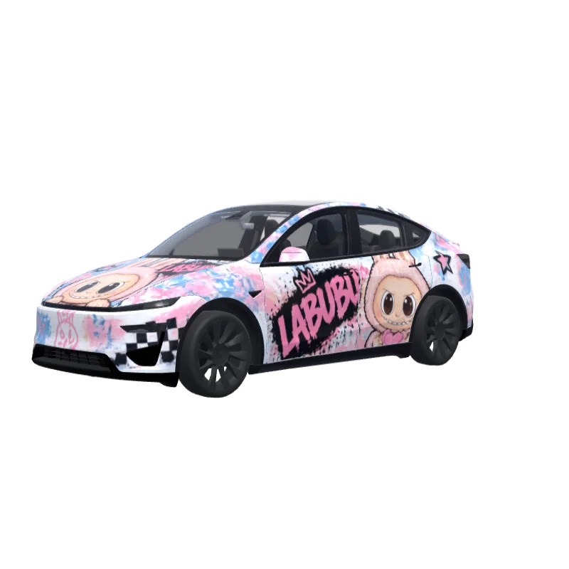 Labubu Pop Art · Model Y (2025+) Performance wrap in 3D