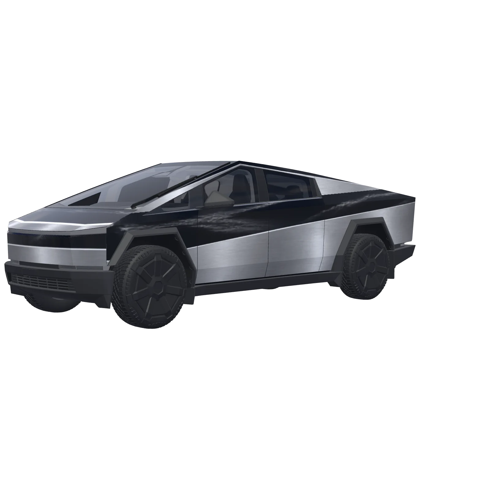 Black over Steel Two-Tone · Cybertruck wrap in 3D