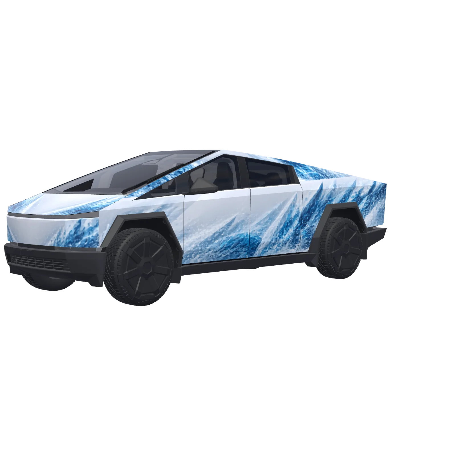 Arctic White Ice Shards · Cybertruck wrap in 3D