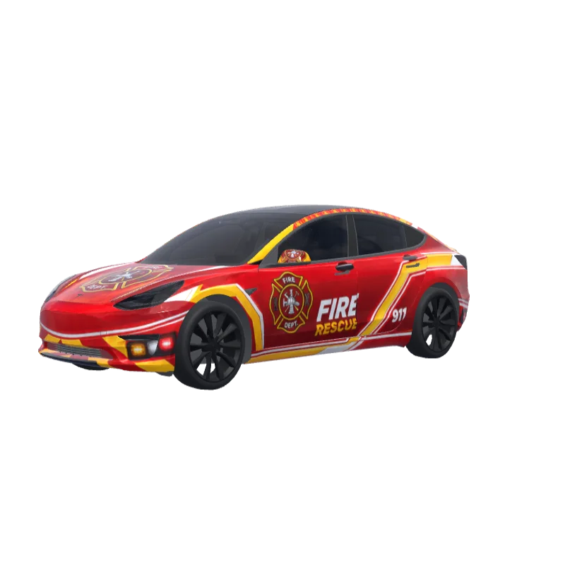 Fire Department Red · Model 3 wrap in 3D