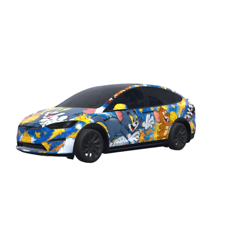 Tom and Jerry Chase · Model X 2021+ wrap in 3D