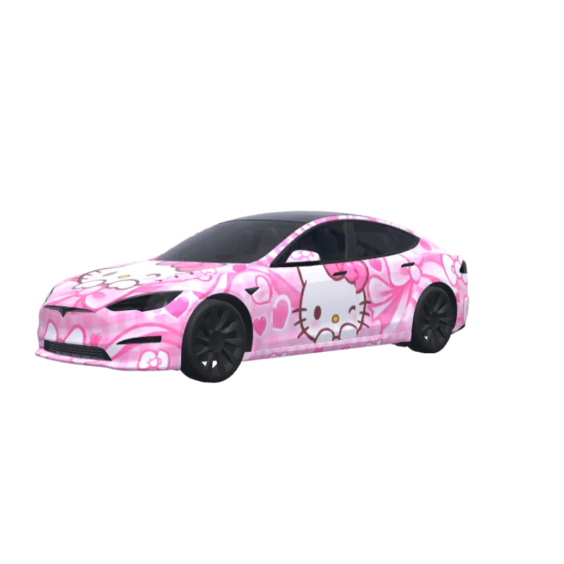 Hello Kitty Pink Bows · Model S 2021+ wrap in 3D