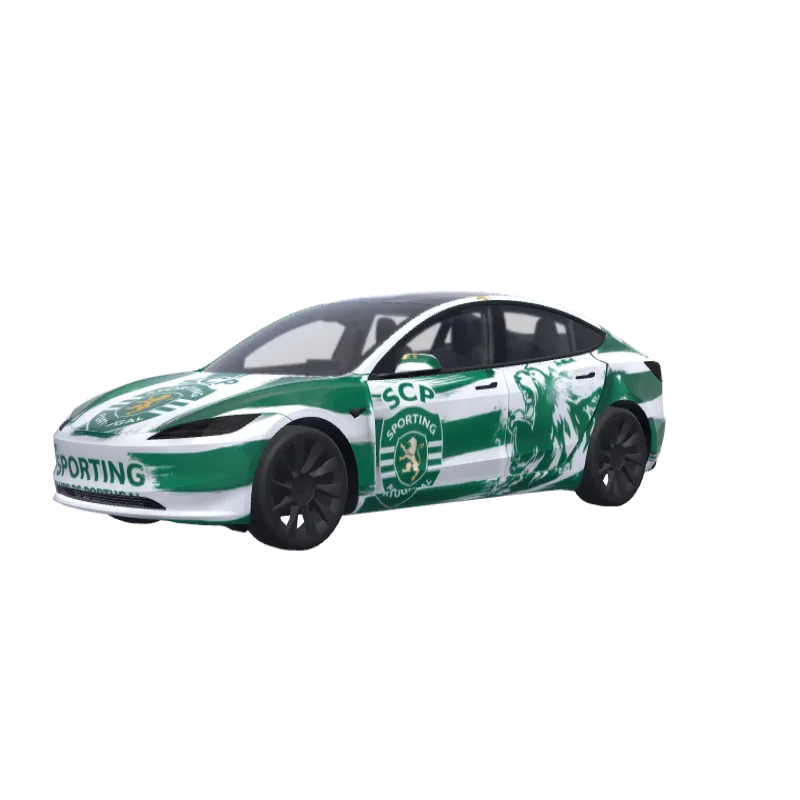 Sporting CP Green & White · Model 3 (2024+) Standard & Premium wrap in 3D