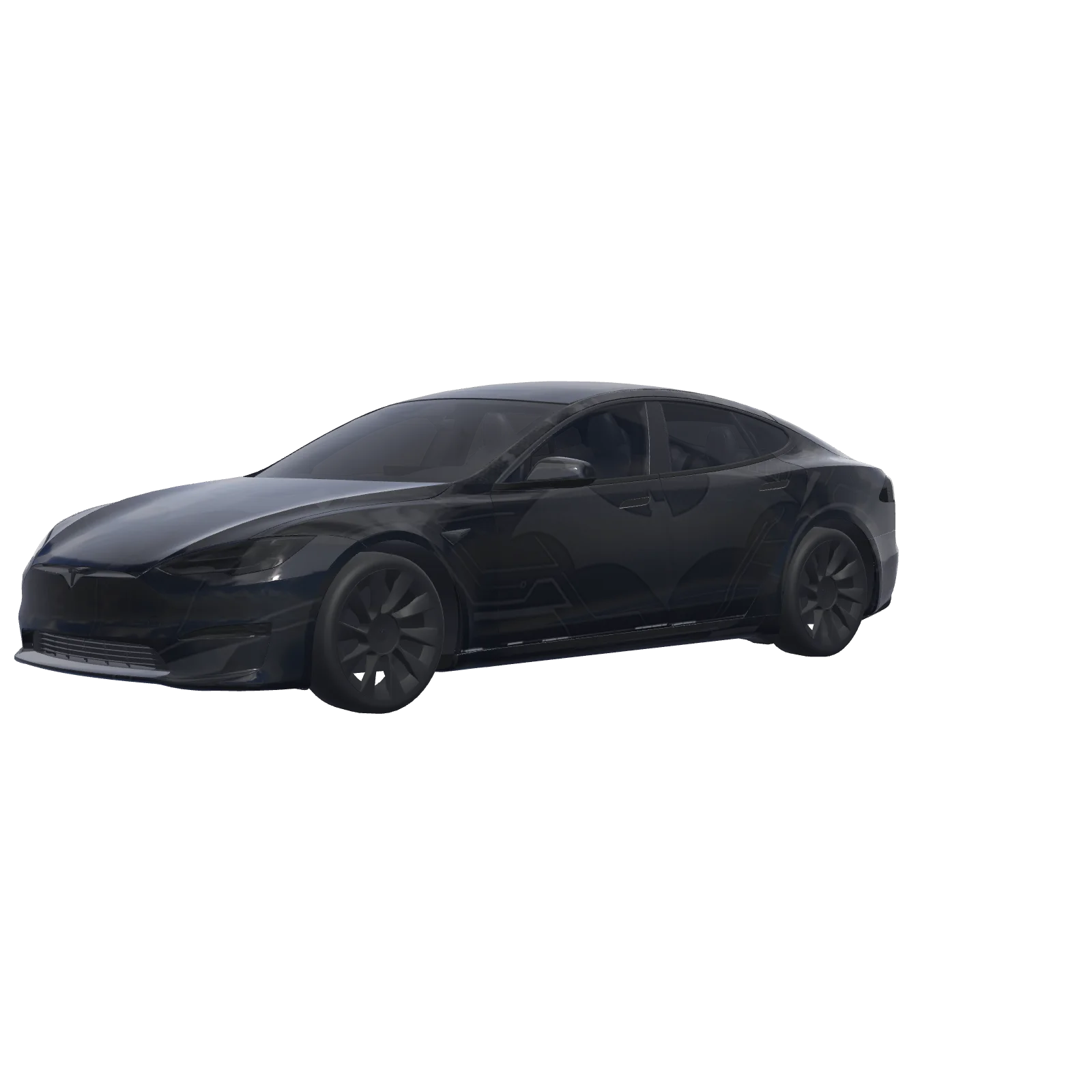 Matte Black Batman · wrap Model S 2021+ en 3D