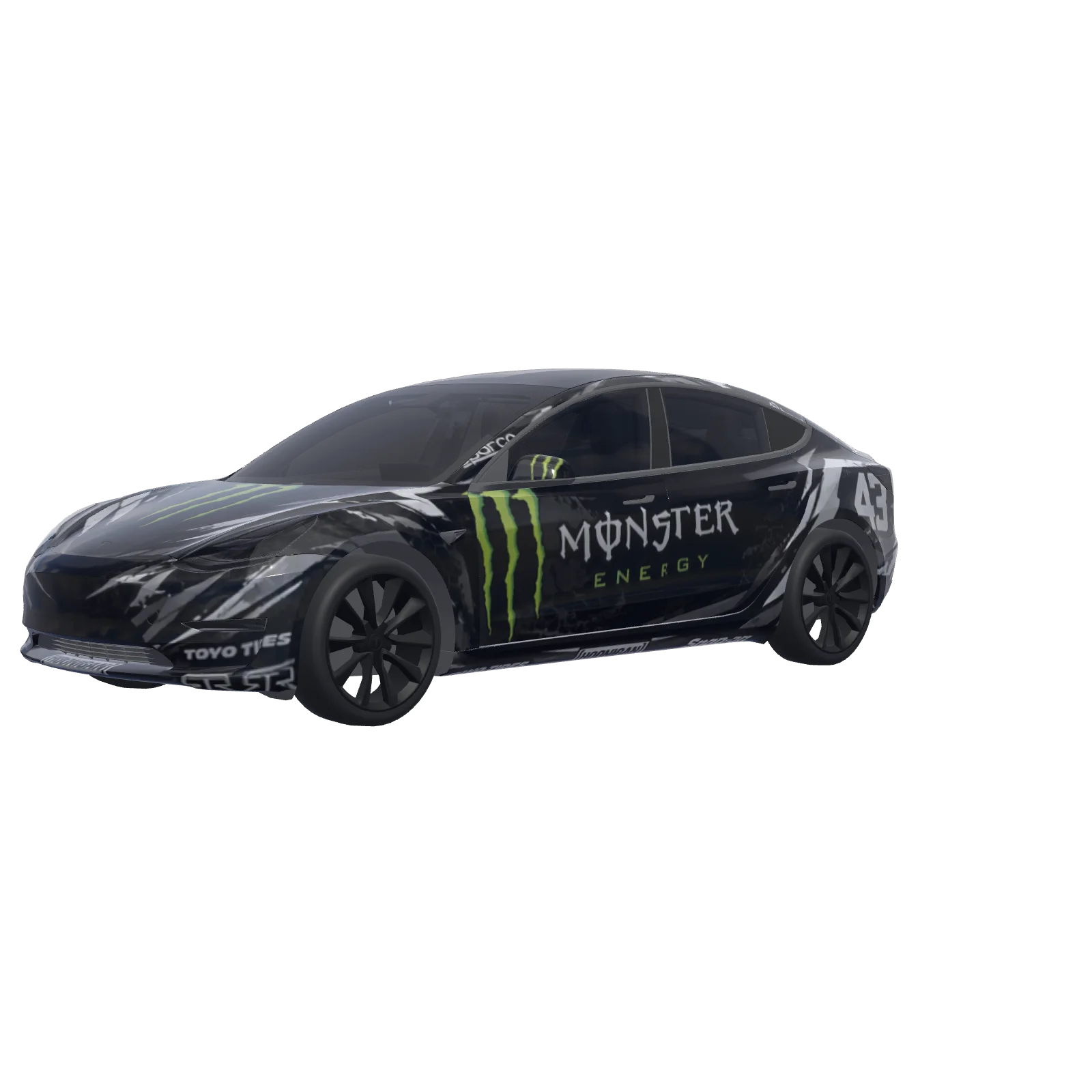 Black Racing Livery · Model 3-Wrap in 3D