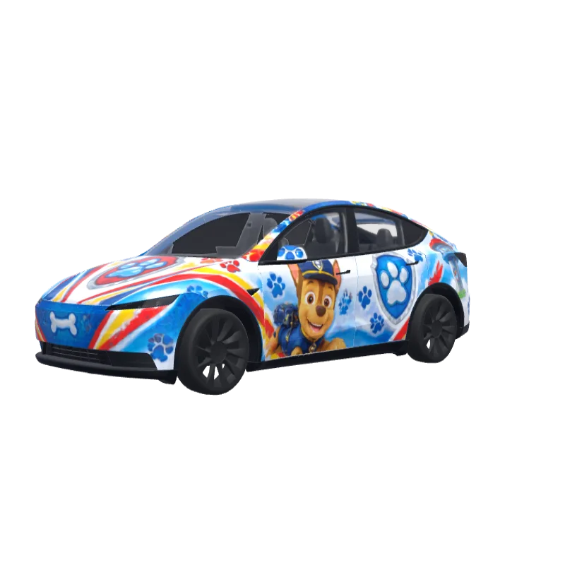 Paw Patrol on White · Model Y (2025+) Standard wrap in 3D