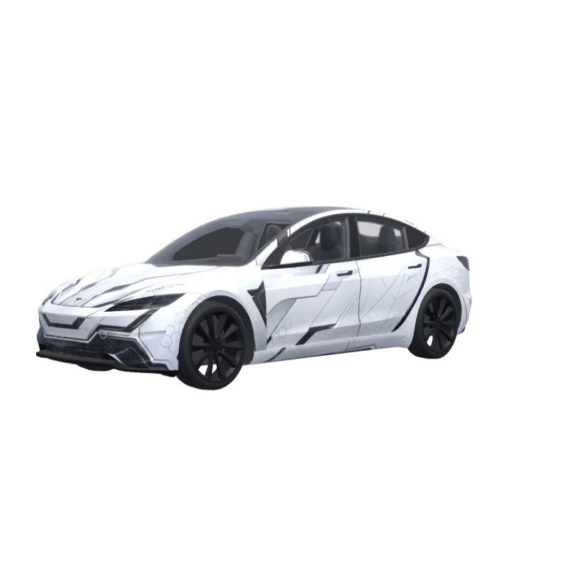 White Spider-Hero Tech Suit · Model 3 (2024+) Performance wrap in 3D