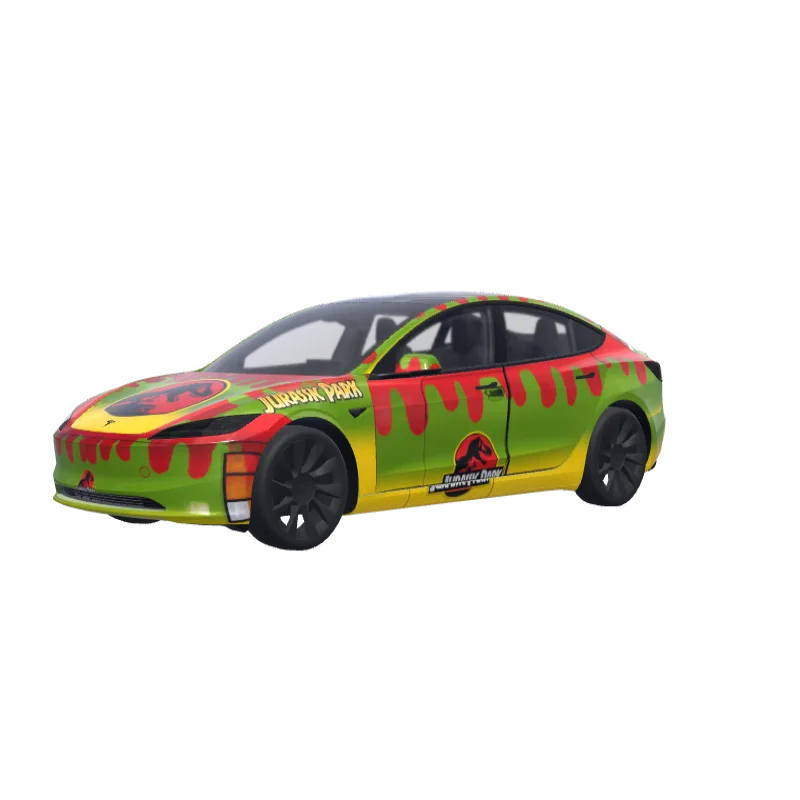 Jurassic Park Movie Car · Model 3 (2024+) Standard & Premium wrap in 3D