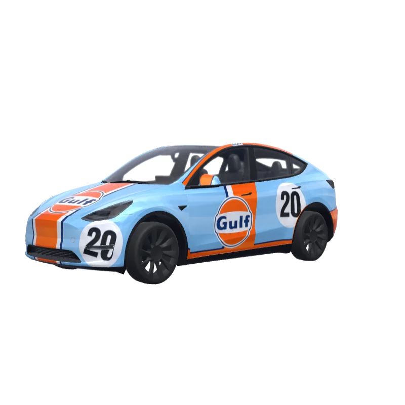 Gulf Racing Livery · Model Y wrap in 3D