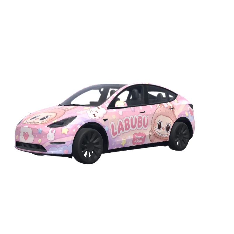 Labubu Cartoon · Model Y wrap in 3D