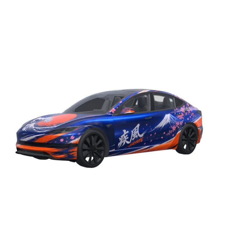 Metallic Blue JDM Street Racer · Model 3 (2024+) Performance wrap in 3D