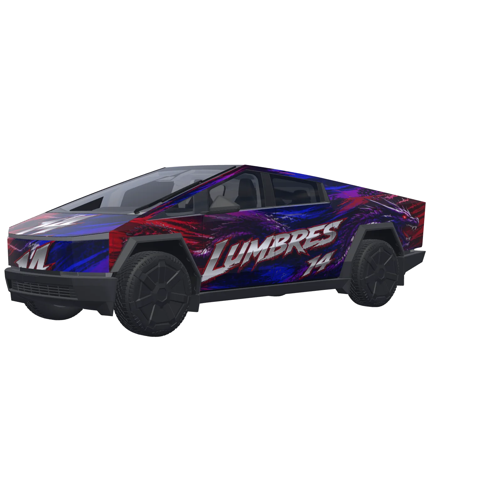 Number 14 Dragon Racer · vinilo de Cybertruck en 3D